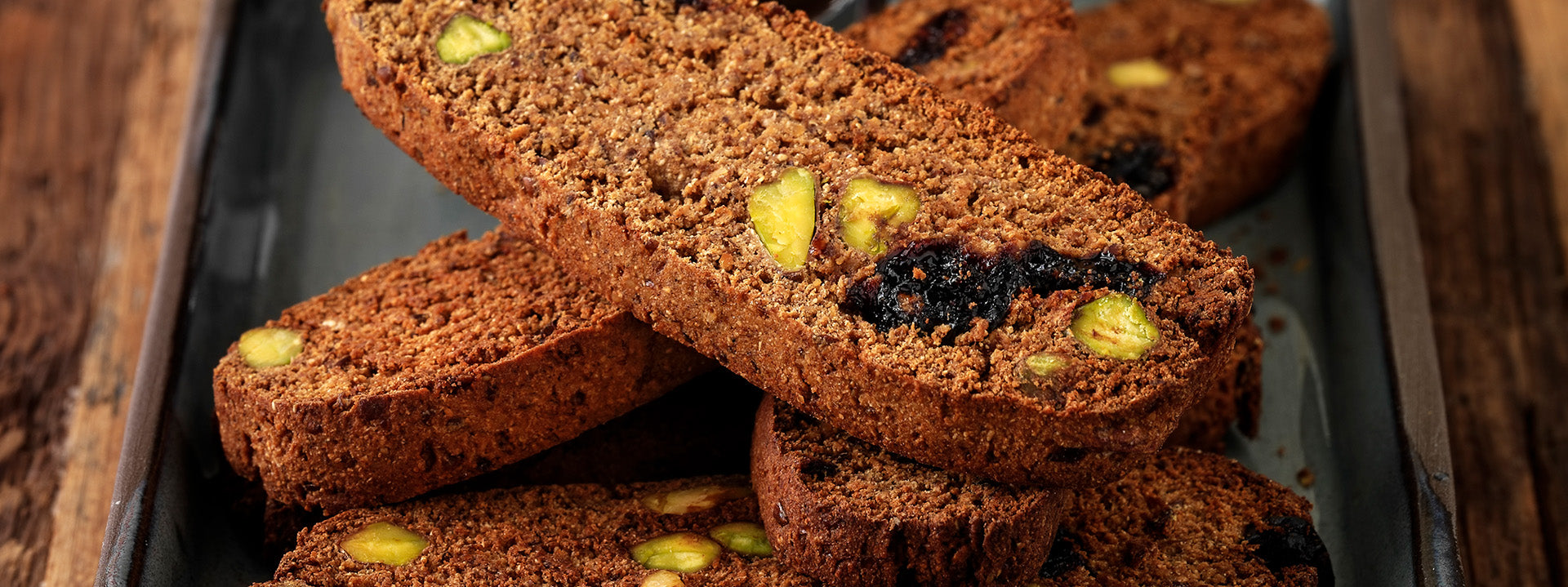 VEGAN DAIRY FREE GLUTEN BISCOTTI WITH DRIED CHEERY AND PISTACHIOS